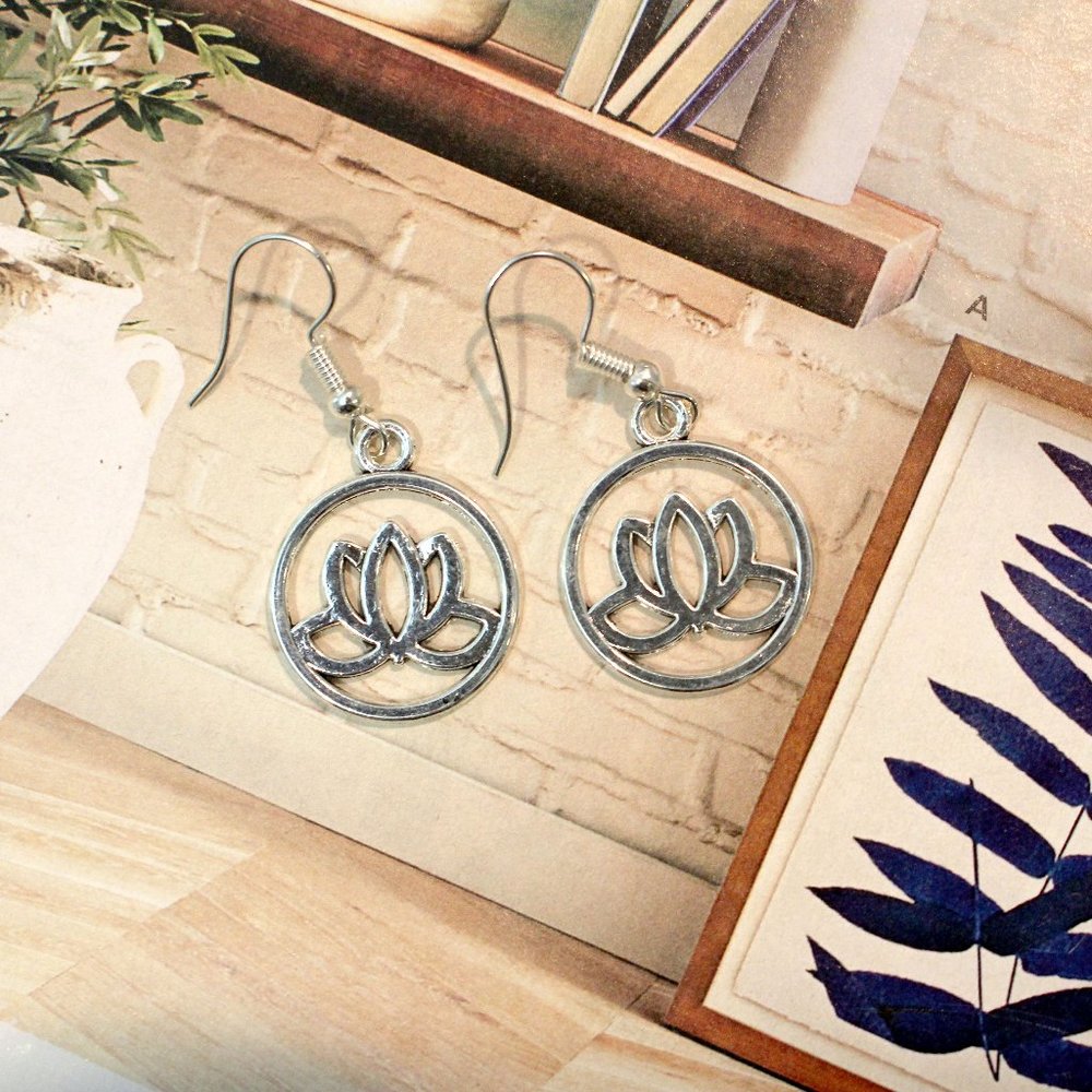 Silver Lotus Earrings
